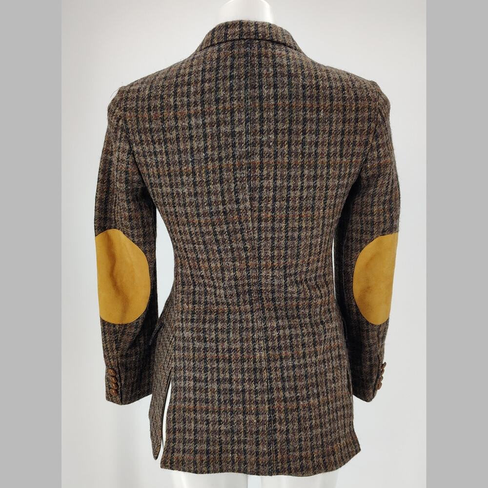 Vintage Polo Ralph Lauren Wool Tweed Blazer Suede Elbow Patch 16 Fits like XS/S - Picture 4 of 16